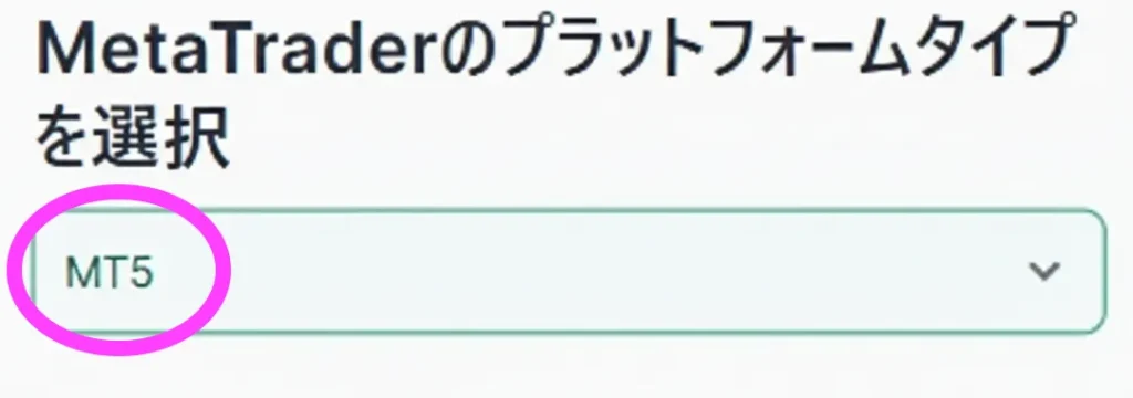 XM公式サイト 追加口座プラットフォーム選択画面